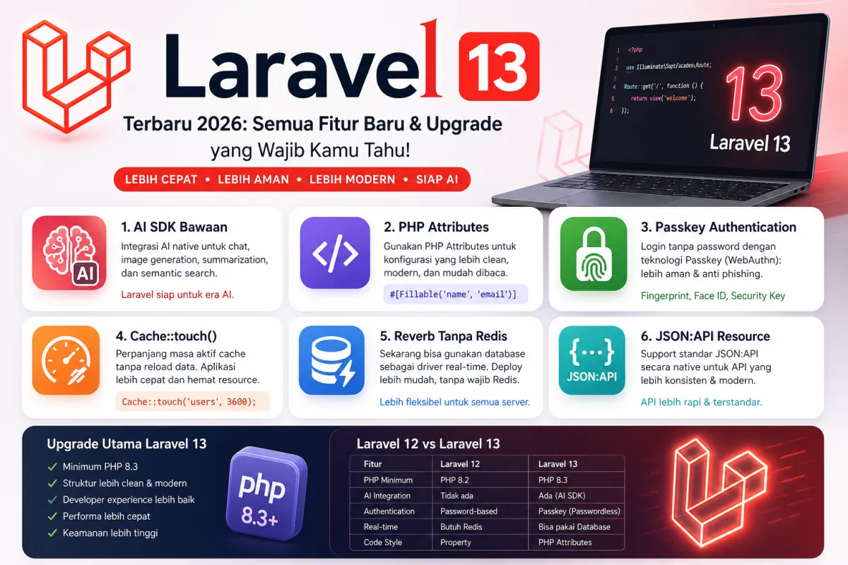 Lihat Fitur Baru, Perubahan, dan Upgrade Laravel 13 Terbaru 2026!